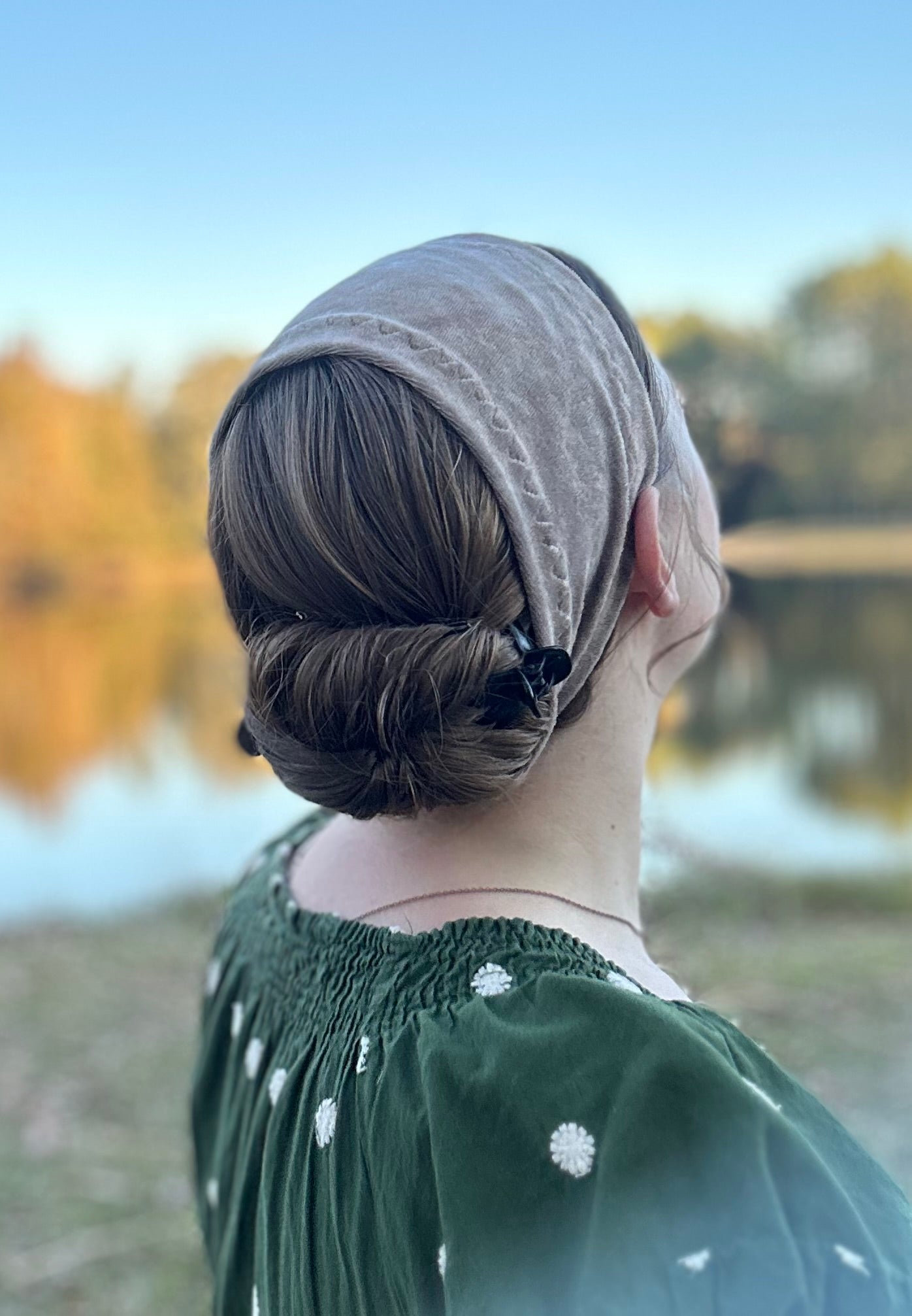 Beige Velvet Wide Headband